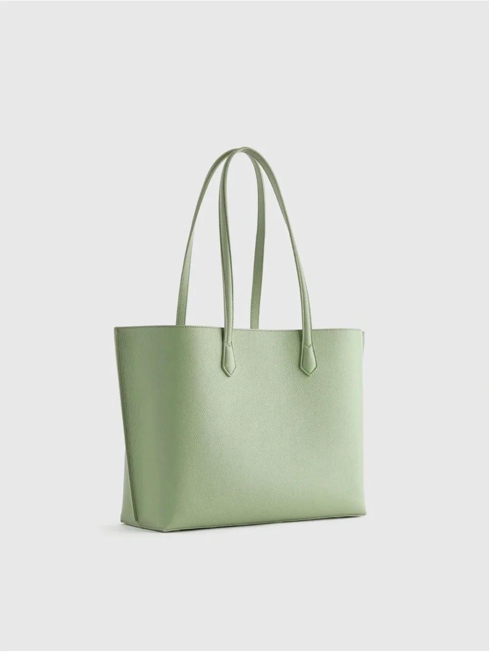 Quince Italian Leather Triple Compartment Tote – Green | Structured Minimalist - Picture 3 of 8